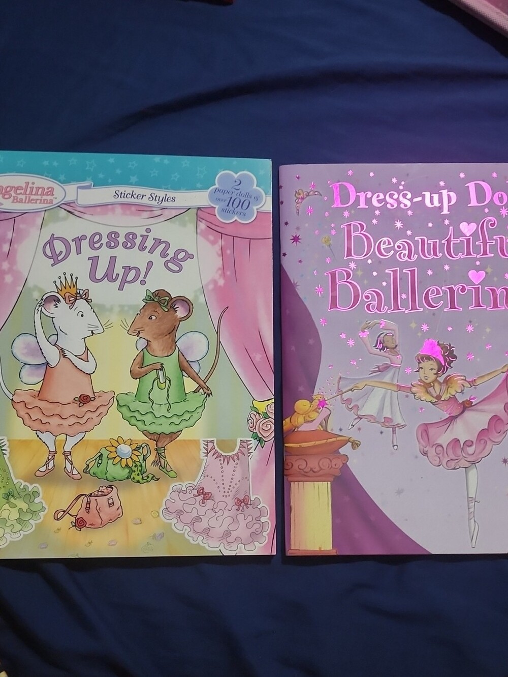 2 paper doll cut out ballerina Dressing Up! Sticker Activity Set - Pink & Purple